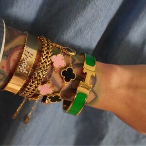 Baby Pink 4 leaf Clover bracelet double sided